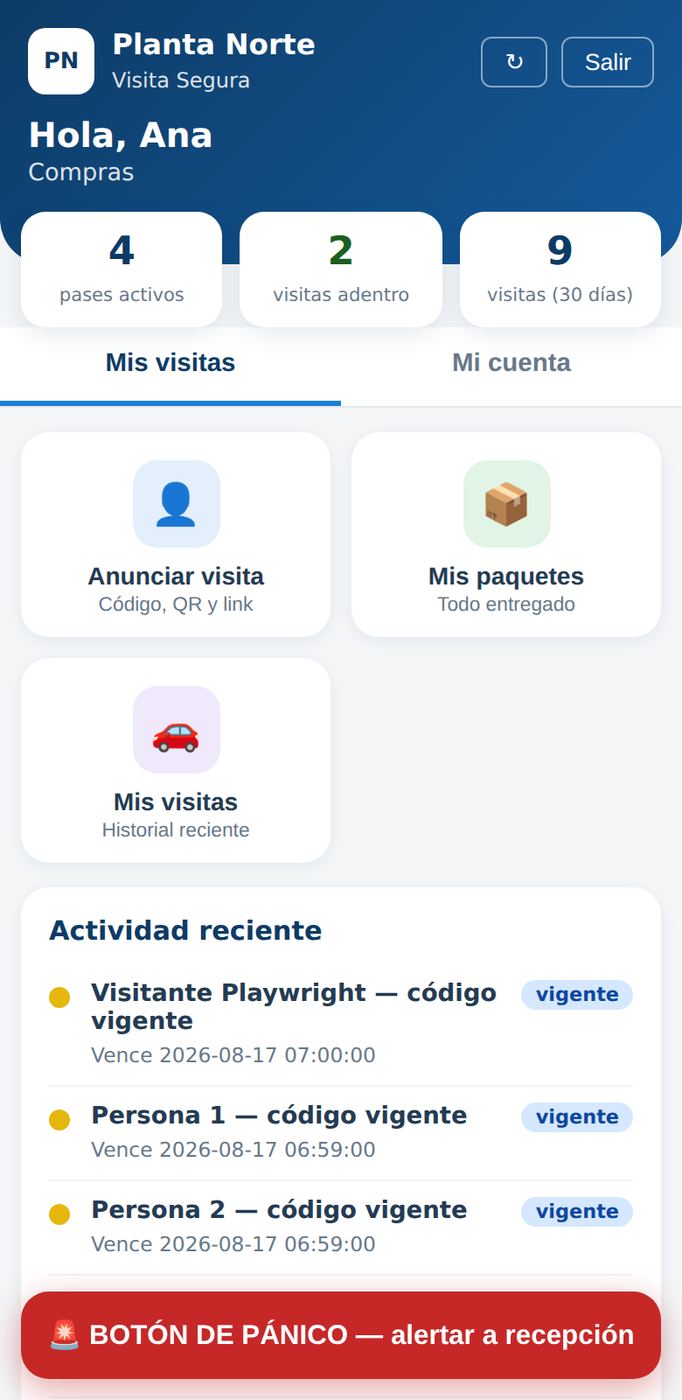 Pantalla del anfitrión: anunciar visita y autorizar a quien llegó